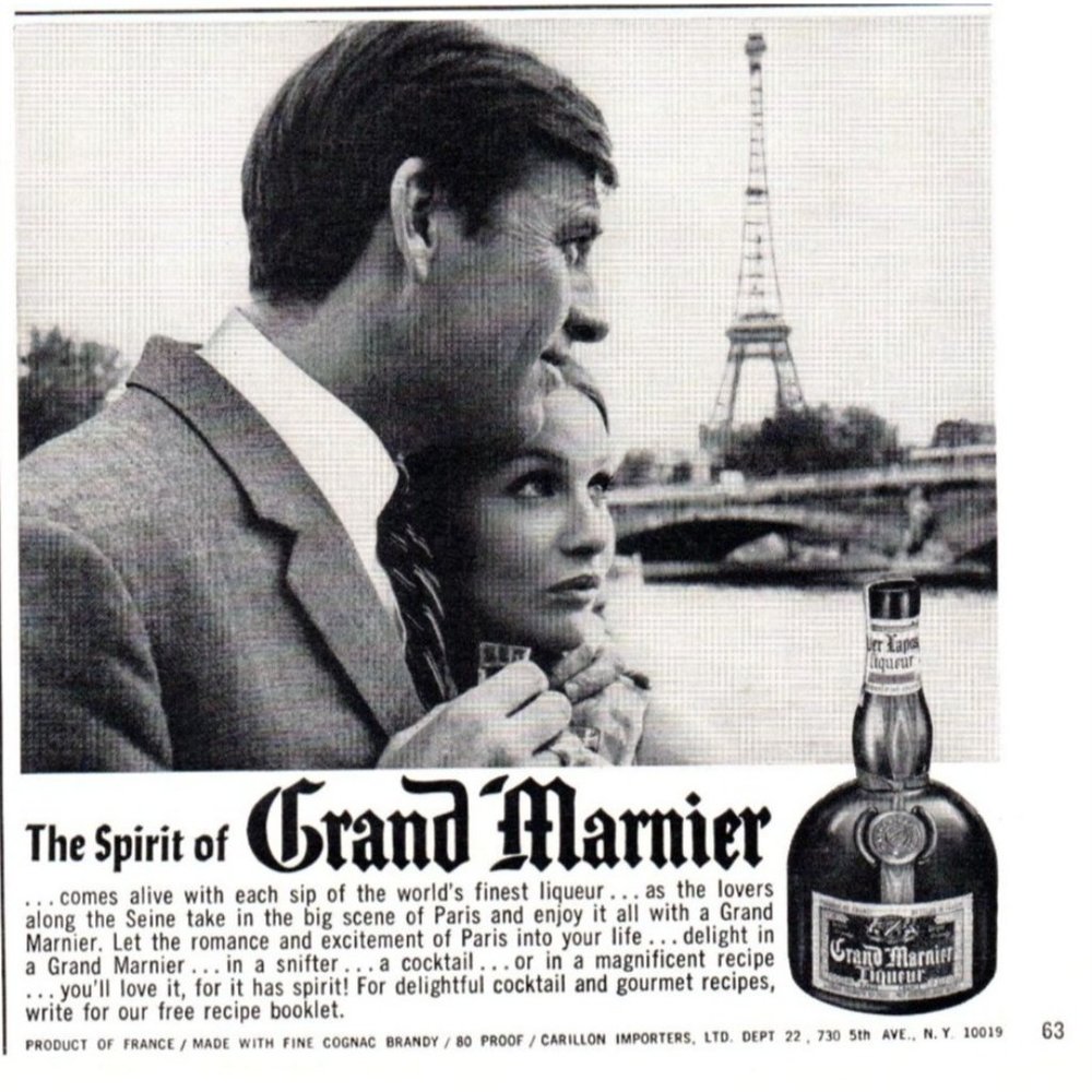 1965 Grand Marnier Liqueur Vintage Print Ad Paris Eiffel Tower Couple Wall Art